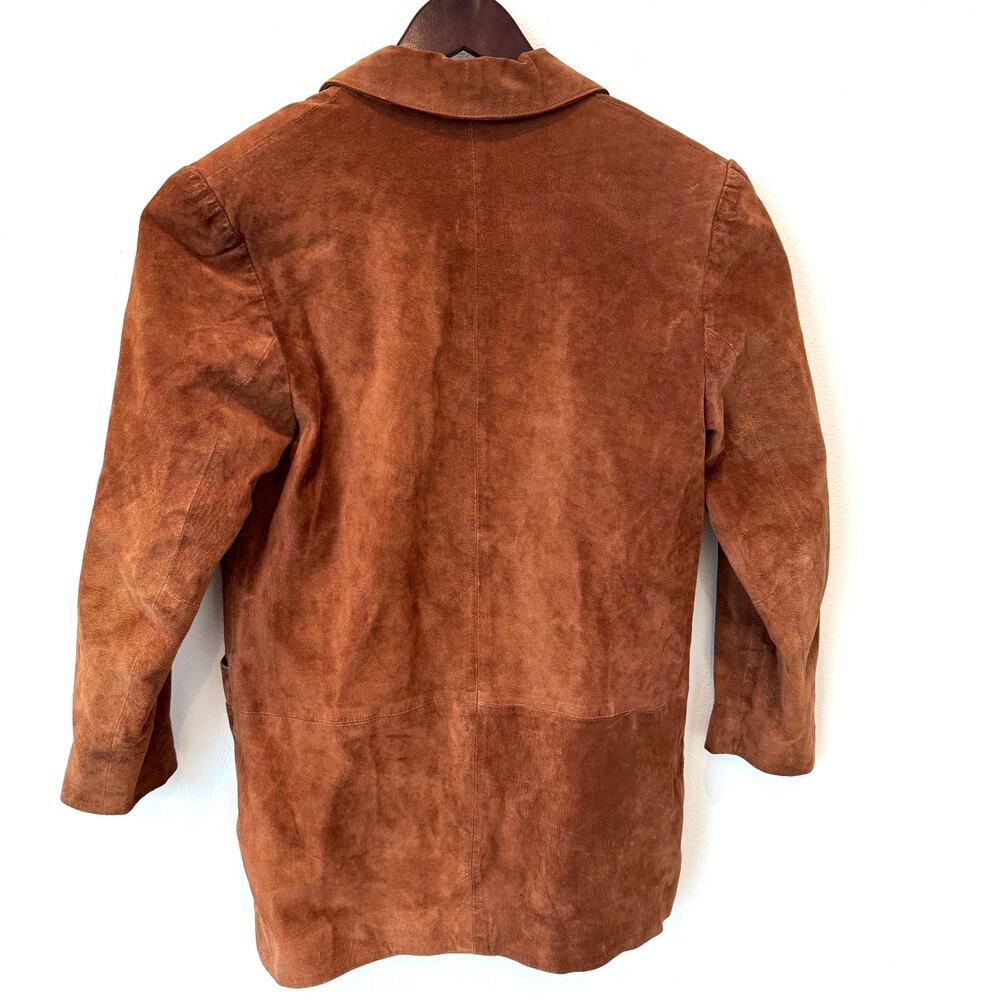 Vintage Bloomingdale's Caramel Brown Suede Blazer Jacket Size 6 Petite - Picture 3 of 10